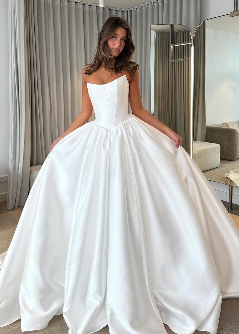 Ayasha | Ball Gown Strapless Satin Wedding Dresses KOCKU Ayasha | Ball Gown Strapless Satin Wedding Dresses KOCKU