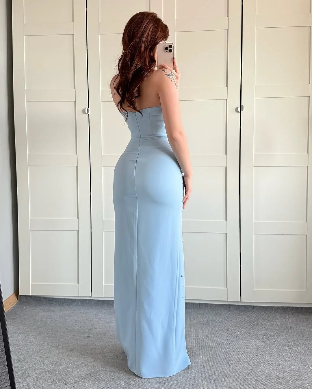 saudi evening dresses Luxury Rose Pink One Shoulder Mermaid Evening Dresses for Women Wedding Party High Slit Long Prom Formal Gowns Beige / 8